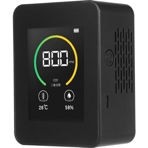 Air Quality Monitor CO2 Meter Temperature and Humidity Carbon Dioxide Detector with Alarm Tabletop Real-time Air Gas Detector