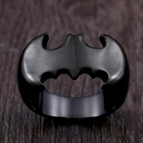 Men Titanium Steel Bat Ring Vintage Fashion Black/Gold/Silver Color Stainless Steel Rings For Male Punk Jewelry Halloween Gifts