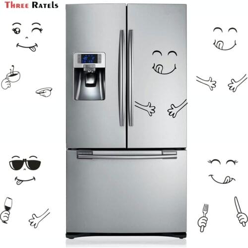 New 4 Styles Smile Face Wall Sticker Happy Delicious Face Fridge Stickers Yummy for Food Furniture Decoration Art Poster DIY PVC