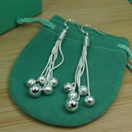 New Trendy 925 Sterling Silver Multi-Line Beads Drop Earrings for Women Jewelry Party Noble Gifts