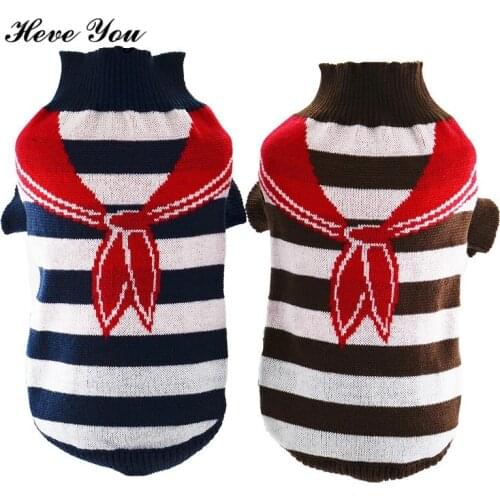 Heve You Clothes for Small Dogs Medium Large Dog Lovely Stripe Sweater Winter Warm Dog Clothing for Chihuahua Pet Coat Hoodies