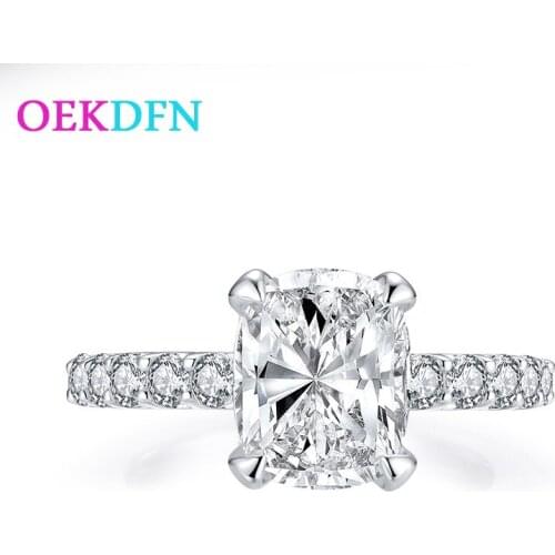 OEKDFN 100% 925 Sterling Silver Rings Cut Created Moissanite Gemstone Diamonds Wedding Engagement Ring Fine Jewelry Wholesale