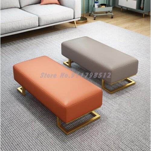 European style bed end stool modern light luxury iron leather sofa hallway shoe changing stool bedroom bed end bench rest stool