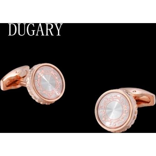 DUGARY Luxury shirt cufflinks for mens Brand cuff buttons cuff links Pink round wedding abotoaduras Jewelry gemelos