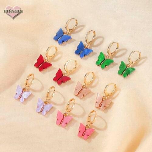 Earings Pendientes Verano Oorbellen Hangers Butterfly Acrylic Korean Cute Trendy Girl Sstyle Piercing Orecchini Donna Atacado