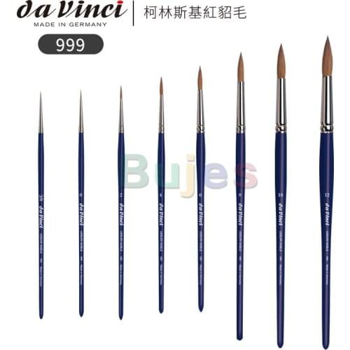 Da Vinci Index Series 999,Kolinsky Red Sable Quill Watercolor Brush,made By Hand, Elastic and Soft Hair,Size 3/0,0,2,4 and More