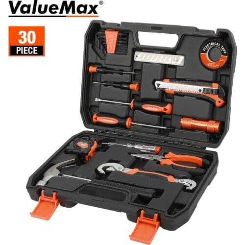 ValueMax 30PC Home Tool Set for Home Repair Tool Set Household Tool Kits With Screwdrivers Pliers Hammer Utility Knife Box