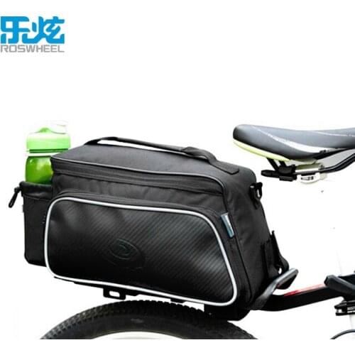 ROSWHEEL 10L Cycling Bike Carbon Fiber Leather Bicycle Rear Rack Seat Pannier Bag Pouch