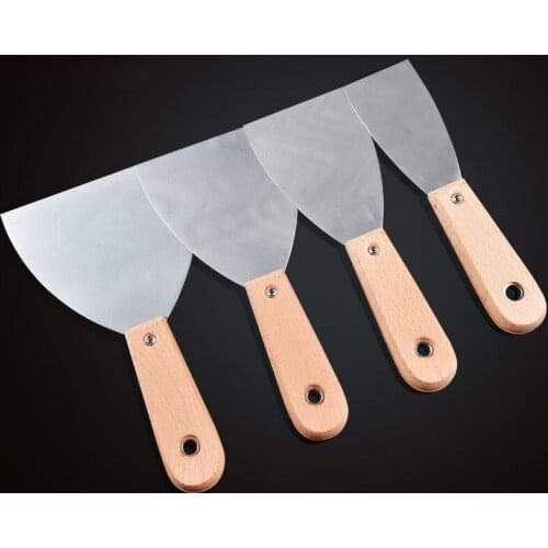 High quality 4 pcs/set of putty knife scraper with wooden handle blade blade construction tool wall decoration trowel hand tool