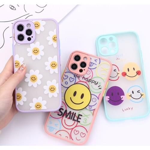 Happy FaceCamera Lens Protection Phone Case on For iPhone 11 12 Pro Max 8 7 6 6s Plus Xr XsMax X Xs SE 2020 12 Color Candy Soft