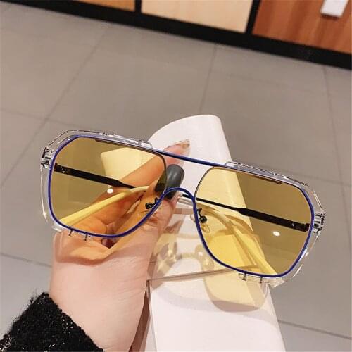 MAYTEN Vintage Large Frame Square Women Sunglasses One-piece Female Retro ins Yellow Sun Glasses 2021 Men Driving UV400 Eyewear
