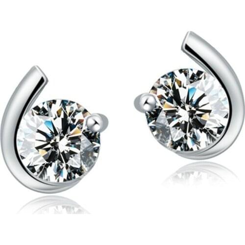 100% 925 sterling silver fashion shiny crystal star ladiesstud earrings women wholesale jewelry birthday gift drop shipping