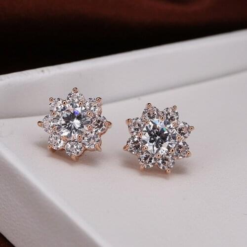 DE205 Fashion Sweet Delicacy 4A Zircon Flower Geometry Ear Stud GIRLS Gift Party Banquet WOMENS Jewelry Earrings 2021