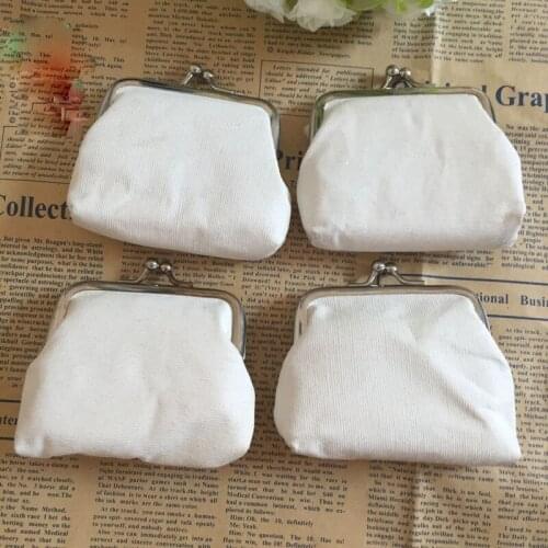 12pcs Beige Pure DIY Canvas Hasp Min Coin Puses