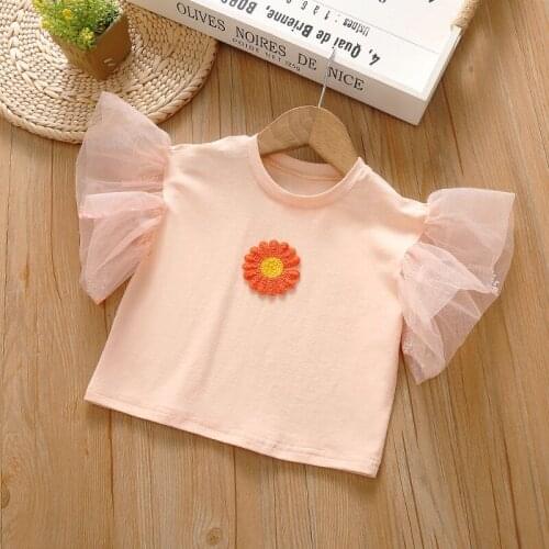 2020 Baby Girl Fashion Clothing Cotton puff sleeve T-shirt Clothes Children Party Birthday Wear clothes