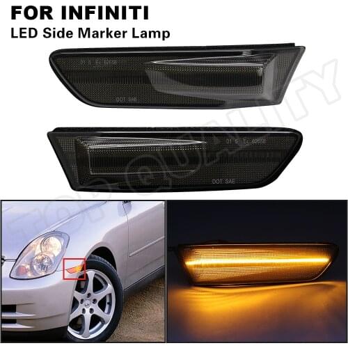 2X LED Front Fender Side Marker Turn Signal Light For Infiniti G35 2D Coupe 2003 2004 2005 2006 2007 Smoked Lens Car Accessories