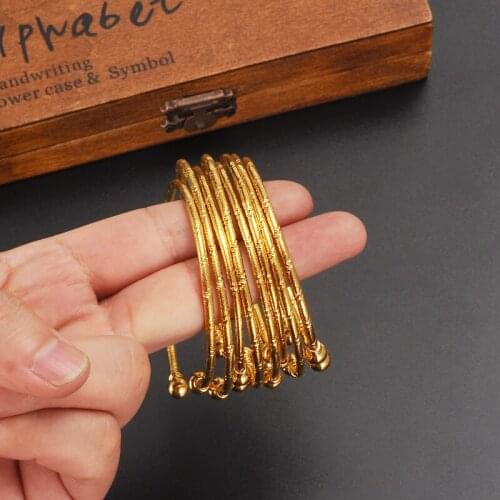 4pcs 24k Gold Africa Jewelry Ethiopian Bangle&Bracelet Dubai Bangle For Women Gifts kids bangle diy charms birthday gifts