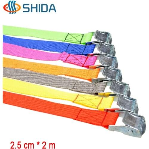 5PCS 1 inch (2.5cm)*2M Metal Cargo Lashing Strap Polypropylene Ratchet Tie Down with Cam Buckle Winch Strap Free Shipping