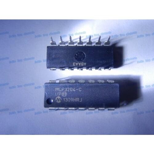 5pcs/LOT MCP3204-CI/P MCP3204 IC ADC 12BIT 2.7V 4CH SPI 14-DIP