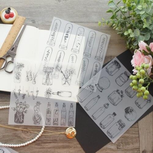 6 Sheets/lot 16.5*16.5cm DIY Flower Specimens In Glass Vases Design Wrapping Creative Paper Craft Background Scrapbook Paper