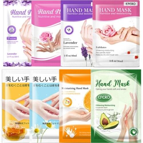 8Packs Lavender/ Camomile Moisturizing Hand Mask Cream Nourishing Hydrating Anti Dry Hands Skin Care Whitening Smooth Spa Gloves