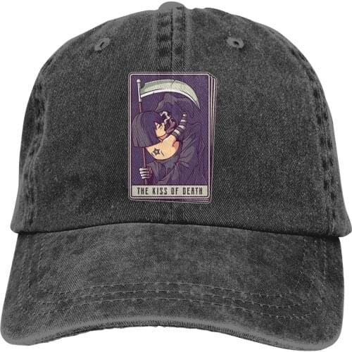 Blackcraft Vintage Death The Grim Reaper Kiss Tarot Card Baseball Cap cowboy hat Peaked cap Cowboy Bebop Hats Men and women hats