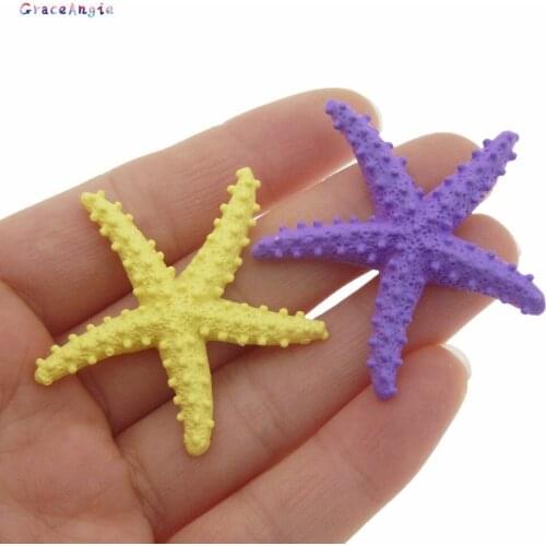 GraceAngie 4pcs 42*39mm Resin Multi Color Craft Starfish Sea Animal Embellishment Miniature decoration Ornaments DIY Accessories