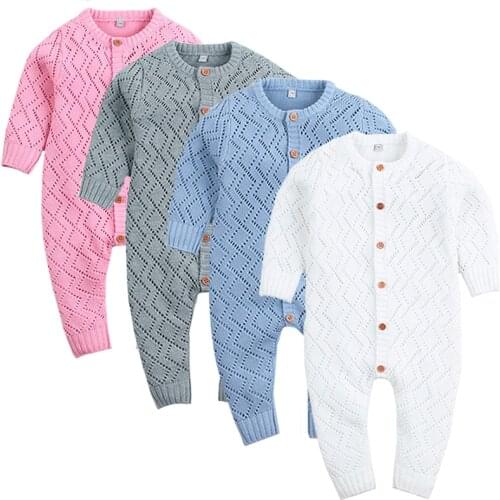 Toddler Boy Jumpsuit Girls Candy Color Knitted Long Sleeve Newborn Baby Clothes Infant Boy Overall Children Outfit Spring
