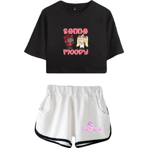 Iamsanna Sets Pullover Elastic Waist Harajuku Suits Short Tops Streetwear Two Piece Sets