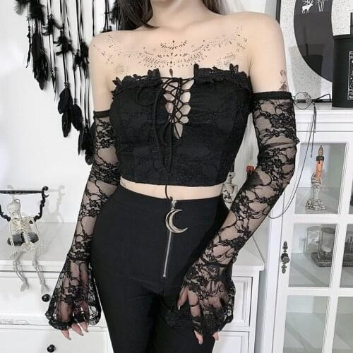 Lace Sexy Navel Bandage Chest-wrapped Top 2021 Spring and Summer New Solid Color Hollow Tube Top Woman, Tops for Women