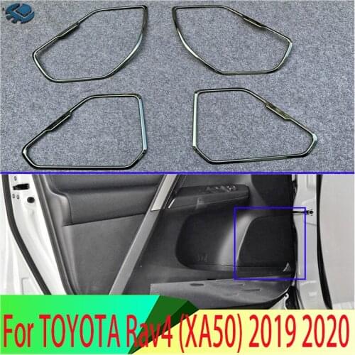 For TOYOTA Rav4 (XA50) 2019 2020 Stainless Steel Speaker Cover Interior Trim Side Door Stereo Bezel Collar Ring Garnish Molding