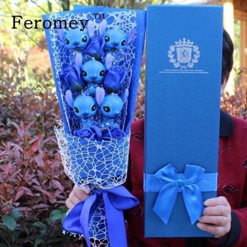 Cute Lilo Stitch Action Figures Dolls Cartoon Stitch Bouquet Stich Figure Flower Gift Wedding Birthday Gift No Box