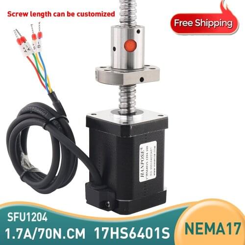 Nema17 stepper motor with ballscrew sfu1204 motor 100 200 300mm 17HS6401S 60mm 1.7A 70N.CM 42 motor for CNC engraving machine