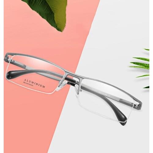 Half Rim Aluminum-Magnesium Alloy Frame Glasses For Man and Woman Square Frame Anti-Blue Light Optical Spectacles