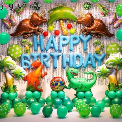 Dinosaur Balloons Dinosaur Theme party Disposable Tableware plate cups Kids Boy 1st Birthday Party Decorations Dino Dinour party