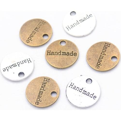 20pcs 15mm Two Color Round Letters Charms Handmade Pendant Jewelry Metal Alloy For DIY Necklace Bracelet Marking