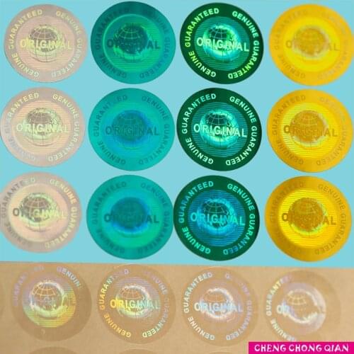 Hologram Genuine Guaranteed and Original Hologram sticker multiple colors Global design logo Diameter 20mm 2000 pcs a lot