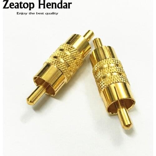 3Pcs Gold-plated Brass RCA Inline Coupler Male Plug A/V Adapter M/M Connector RCA Male to Male Joiner for CCTV Camera