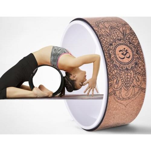 Cork Yoga Circle Round Exercise Wheel Sports Bodybuilding Sliming Tools Pilates Fitness Trainning Wheel Auxiliary Wheel Massage