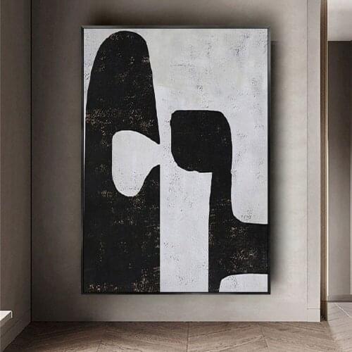 Simple Design High Quality Hand-Painted Modern White And Black Oil Painting On Canvas Animal Art Oil Painting For Wall Decor