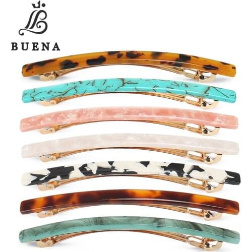 Cheap Simple Rectangle Hair Clip 7 Colors France Acetate Hair Barrette Clips Fashion Marble Hair Accessories