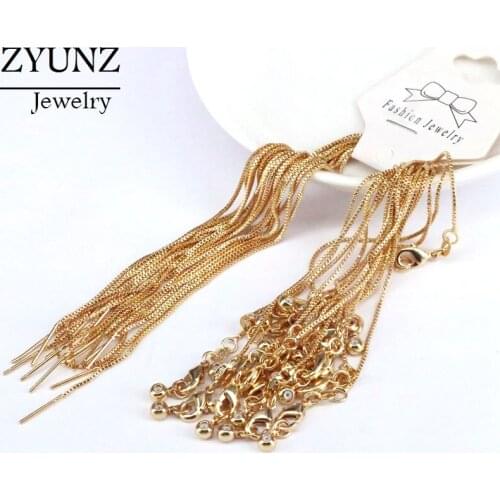 20PCS, Adjustable Copper Gold Color Slide Extender Chains with Ball Ends Nickel Free Lead Free Bracelet Charm Findings