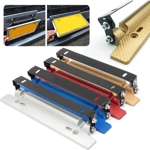 Newest Carbon Fiber Front Bumper Adjustable License Plate Frame Mount Bracket Holder