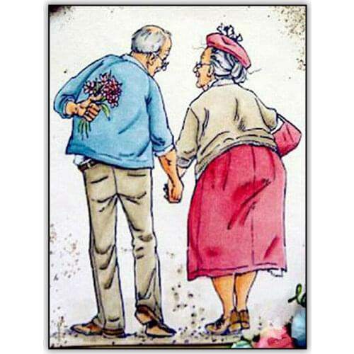 Romantic 5d DIY Diamond Painting Old Couple Holding Hands Wall Art Full Drill Square Diamond Mosaic Paintings Embroidery Decor