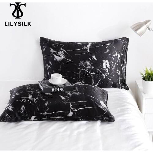 LilySlk Silk Pillowcase Pure 100 for Hair Marbling Print Envelope Closure 1 piece 40x40 50x90cm Home Textile Free Shipping