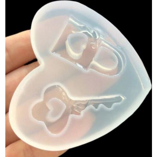 Silicone Mold DIY Jewelry Making Epoxy Resin Key Lock Heart Shaped Mirror Decoration Handmade Ornament Pendant Necklace