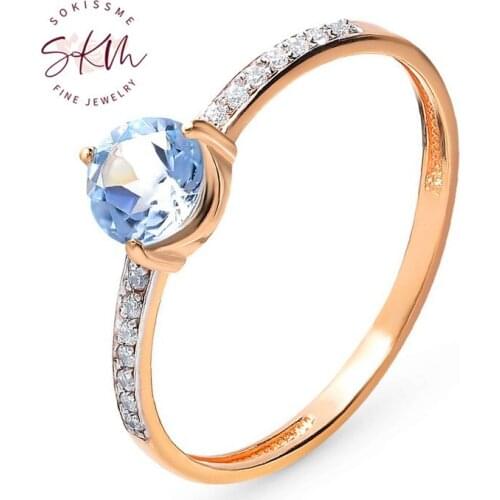 SKM 14K rose gold Topaz rings with moissanite rings for women Engagement rings designer Anniversary Luxury Fine Jewelry