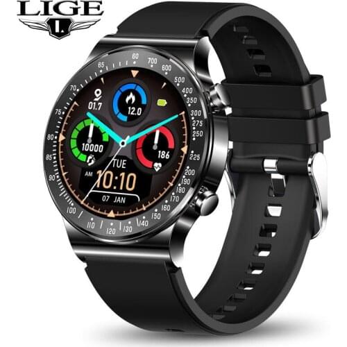 LIGE New Men Smart Watch Full Touch Screen Sports Fitness Watches Waterproof Bluetooth Call Smartwatch Men relogio inteligente