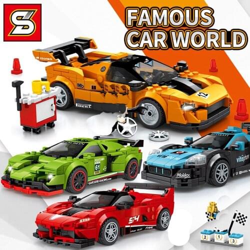 Technic Famous Racing Car Building Blocks Super Champions Vehicle Moc Constructor Bricks Figures Educational Toys For Kids Boys