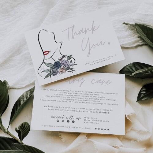 EDITABLE Jewelry Care Card Template Business Thank You Card Printable Thanks For Your Purchase Card Template Package Insert Card